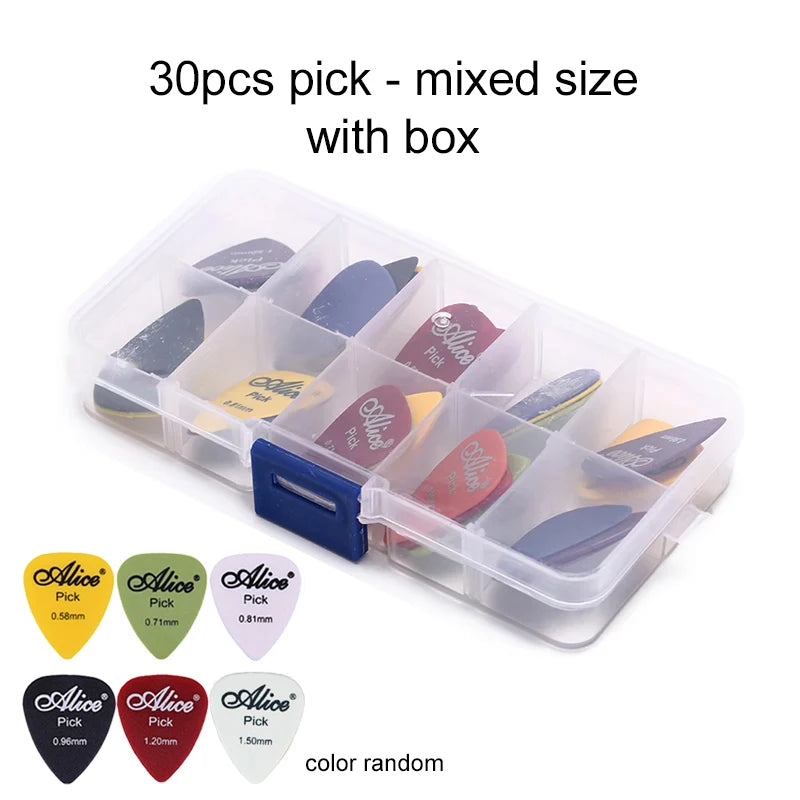 30pcs Guitar Pick with Box Solid Color Celluloid Water Droplet Shape String Instrument Accessory for Electric Guitar Bass TMZ
