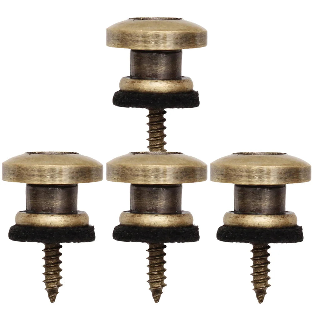 4Pcs Guitar Strap Locks Metal Felt Construction Rust-Resistant Easy Install No Modification Required for Electric Acoustic Bass
