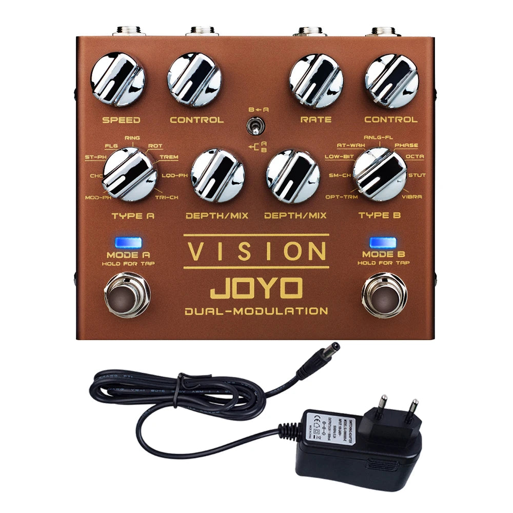 JOYO R-09 Modulation Multi Effects Pedal Stereo Input & Output 2 Modules Each 9 Effects Pedal with Independent SPEED/RATE Knobs