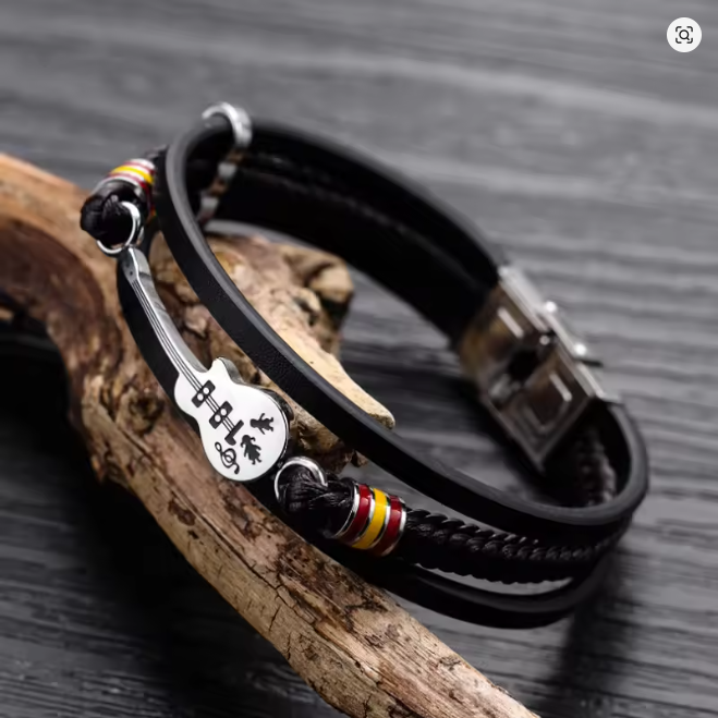 Fashionable and Creative Guitar Leather Braided Bracelet