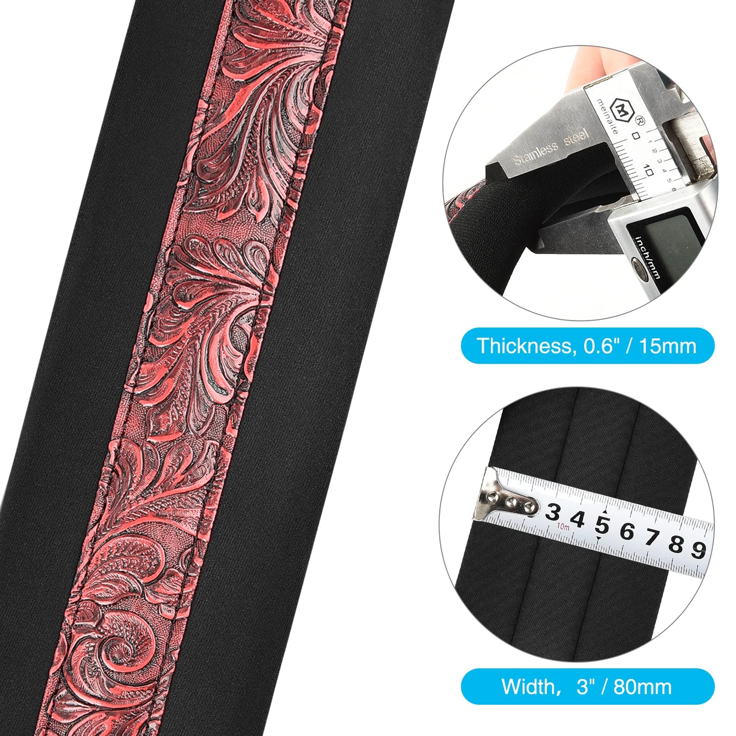 LEKATO LGS-2  Electric Guitar Strap Shoulder Belt Adjustable 3D Sponge Musical Belt Guitar Strap 3" Wide With Pick Holder