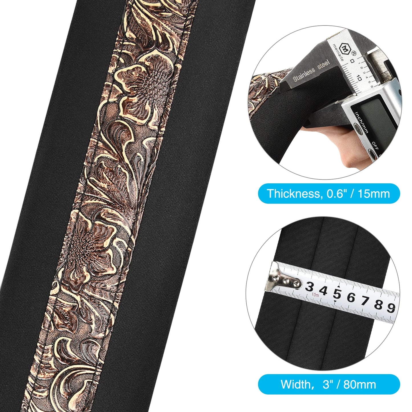 LEKATO LGS-2  Electric Guitar Strap Shoulder Belt Adjustable 3D Sponge Musical Belt Guitar Strap 3" Wide With Pick Holder
