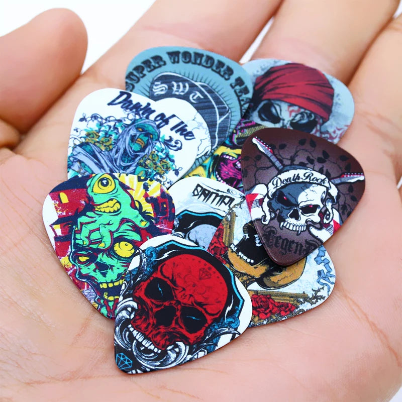 SOACH 10pcs/Lot 1.0mm thickness ukulele paddle guitar parts Guitar Accessories  personality skeleton skull head  guitar picks