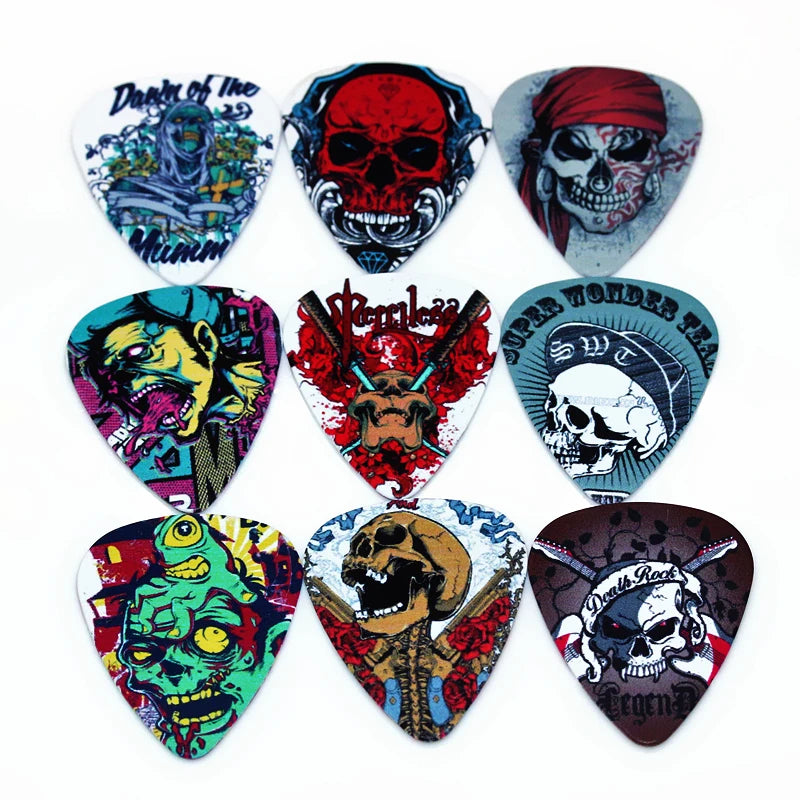 SOACH 10pcs/Lot 1.0mm thickness ukulele paddle guitar parts Guitar Accessories  personality skeleton skull head  guitar picks