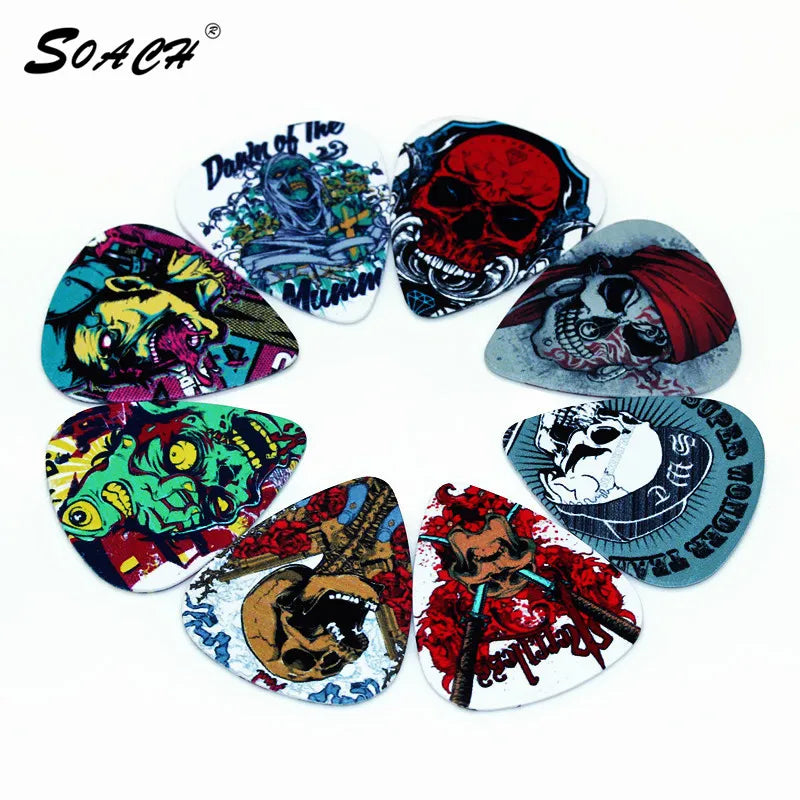 SOACH 10pcs/Lot 1.0mm thickness ukulele paddle guitar parts Guitar Accessories  personality skeleton skull head  guitar picks