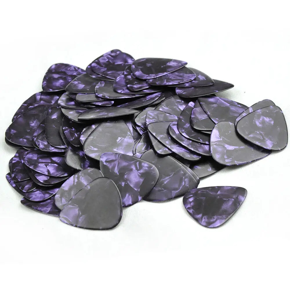 Lots of 100 pcs Purple Pearl Celluloid Guitar Picks Plectrums 0.46mm 0.71mm 0.96mm 1.5mm