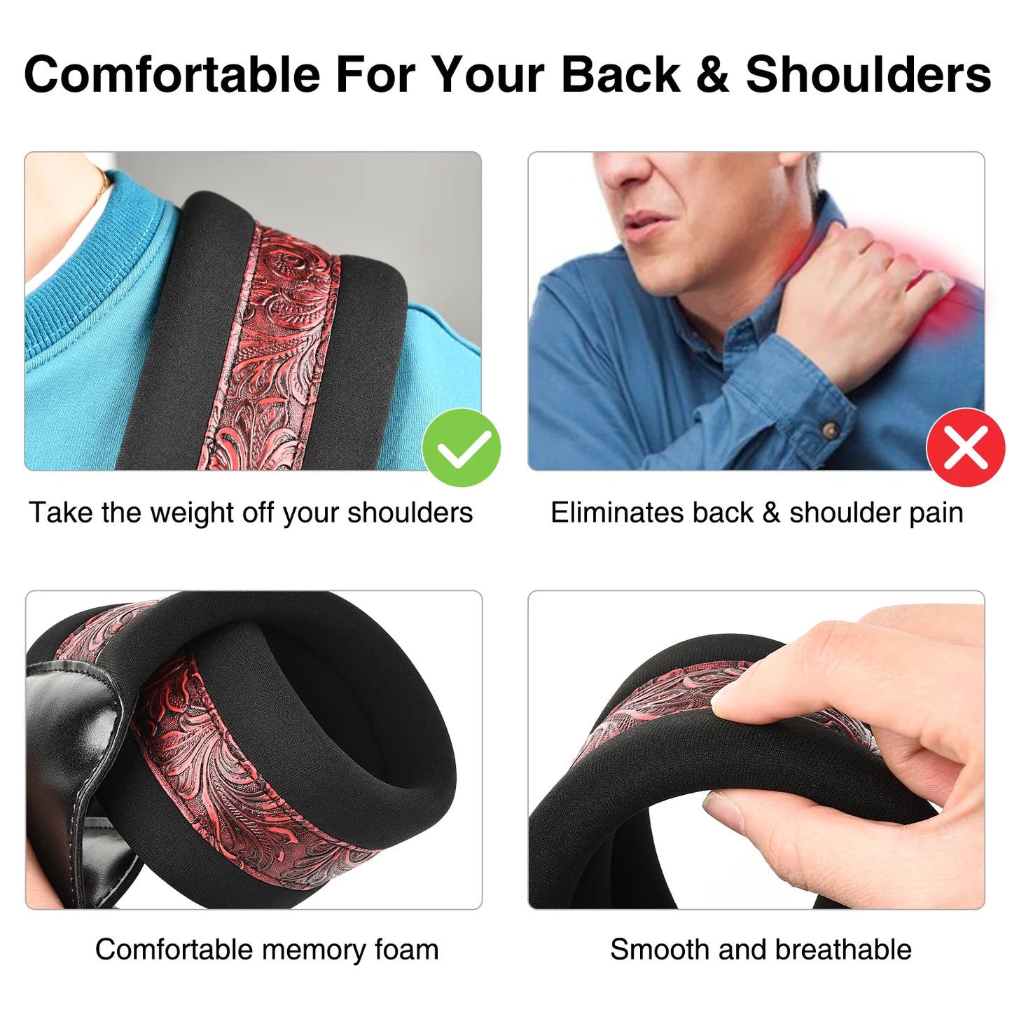 LEKATO LGS-2  Electric Guitar Strap Shoulder Belt Adjustable 3D Sponge Musical Belt Guitar Strap 3" Wide With Pick Holder