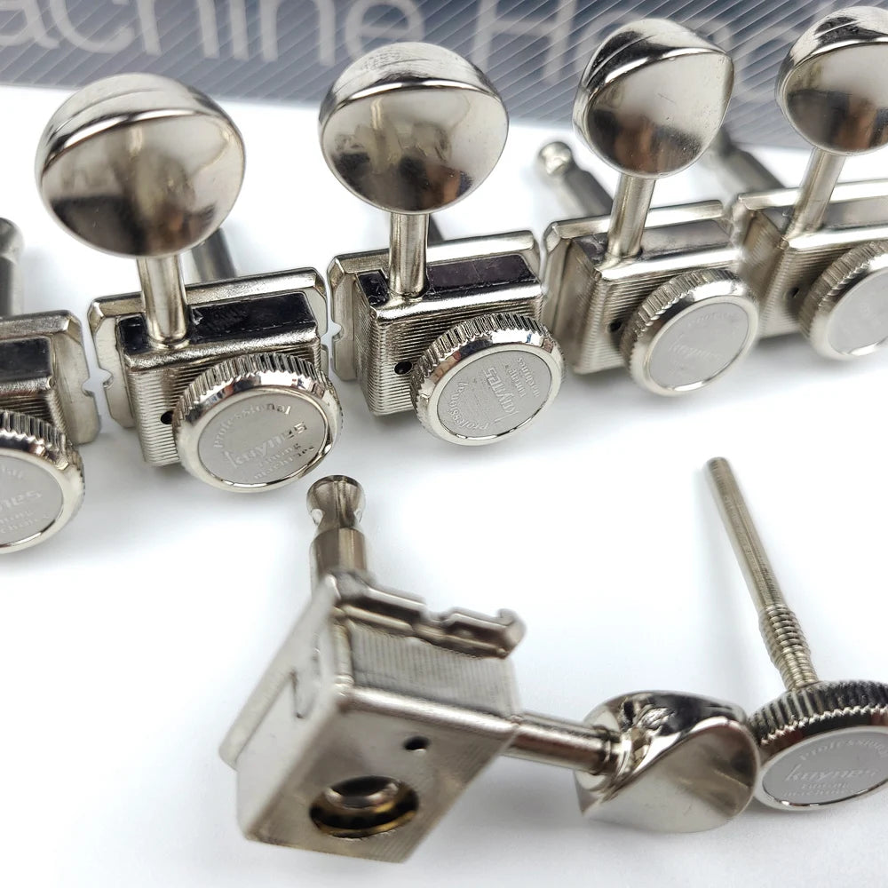 1 Set 6 In-line Locking Vintage Electric Guitar Machine Heads Tuners For ST TL Guitar Lock String Tuning Pegs ( Nickel )