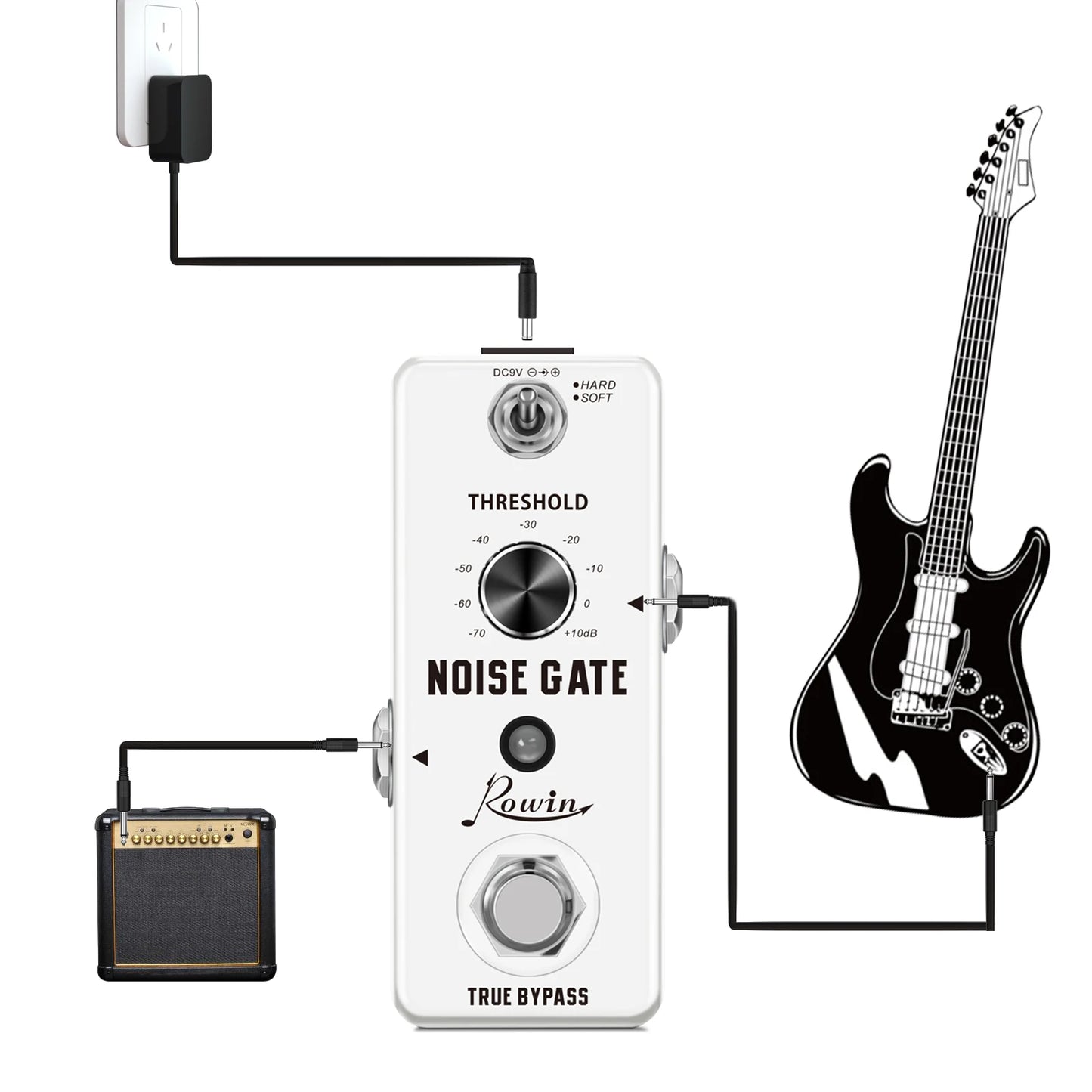 Rowin Guitar Noise Gate Pedal Noise Killer Pedals Noises Suppression Effects For Electric Guitar Hard Soft 2 Modes Noisegate