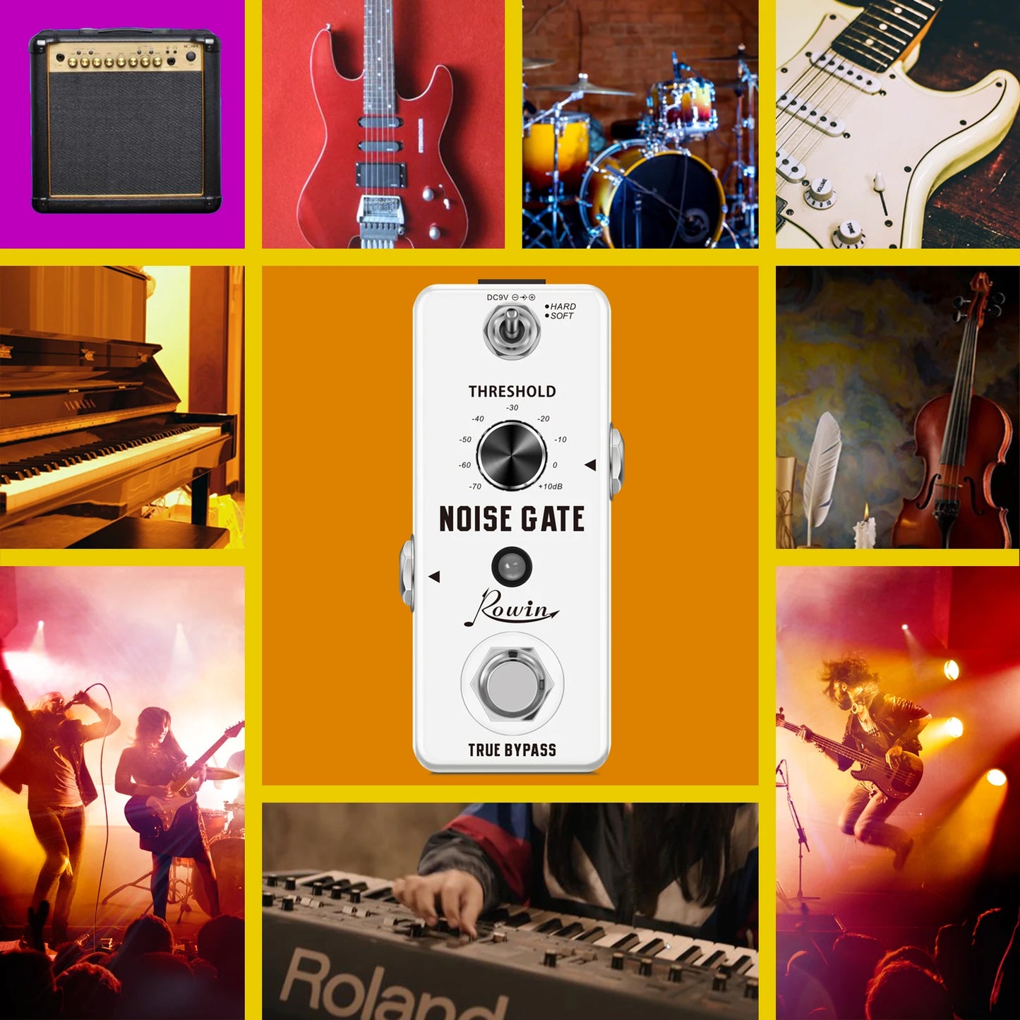 Rowin Guitar Noise Gate Pedal Noise Killer Pedals Noises Suppression Effects For Electric Guitar Hard Soft 2 Modes Noisegate