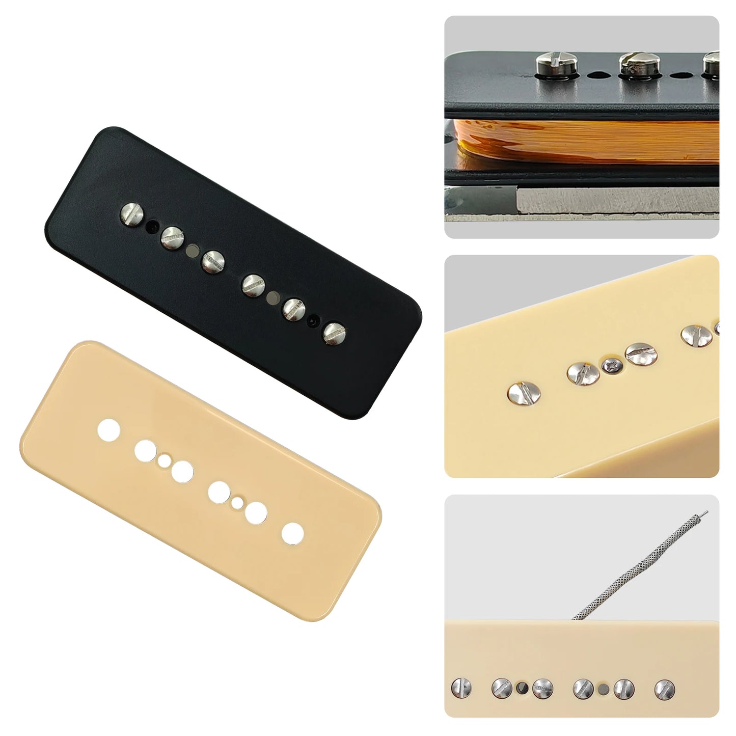 Phrilam ProP90-BLA High output Alnico5 P90 Soapbar Single Coil Pickup for Les Paul LP SG Electric Guitar Neck Bridge Pickups Set