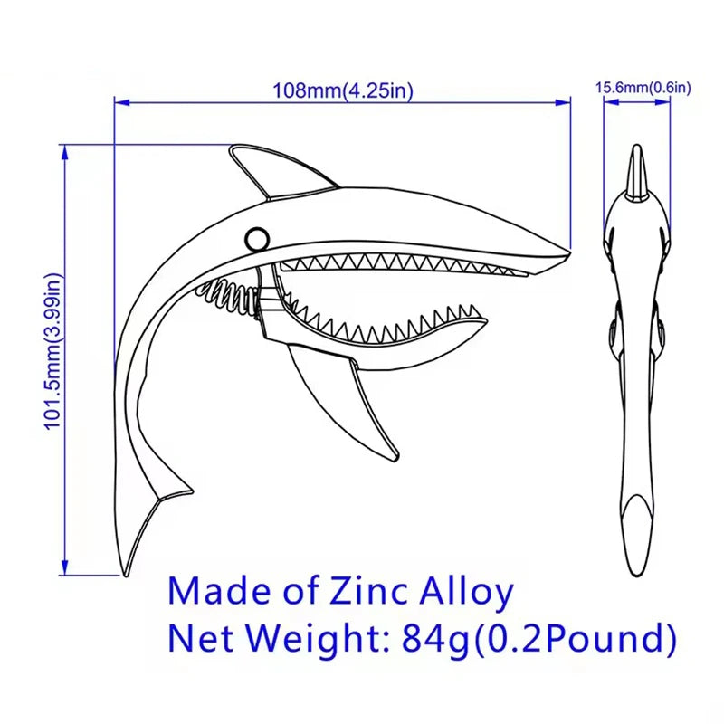 Metal Shark Capo Acoustic Guitar Electric Guitar Tone Variation Clip Bass Bridge Zinc Alloy Musical Instrument Accessories