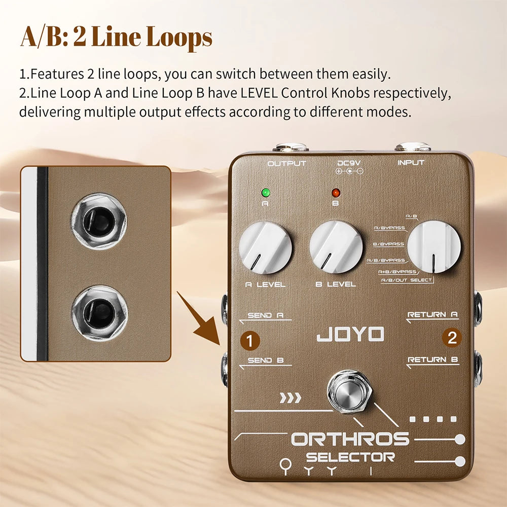 JOYO JF-24 Orthros Selector Guitar Effects Pedal 6 Looping Modes Independent Control Channel with A/B 2 Line Loops