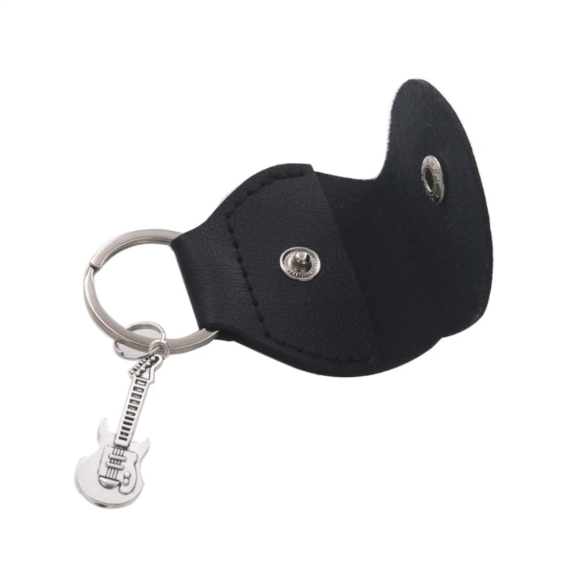Guitar Pick Storage Bag - Portable Pouch with Small Guitar Pendant & Pick Pocket