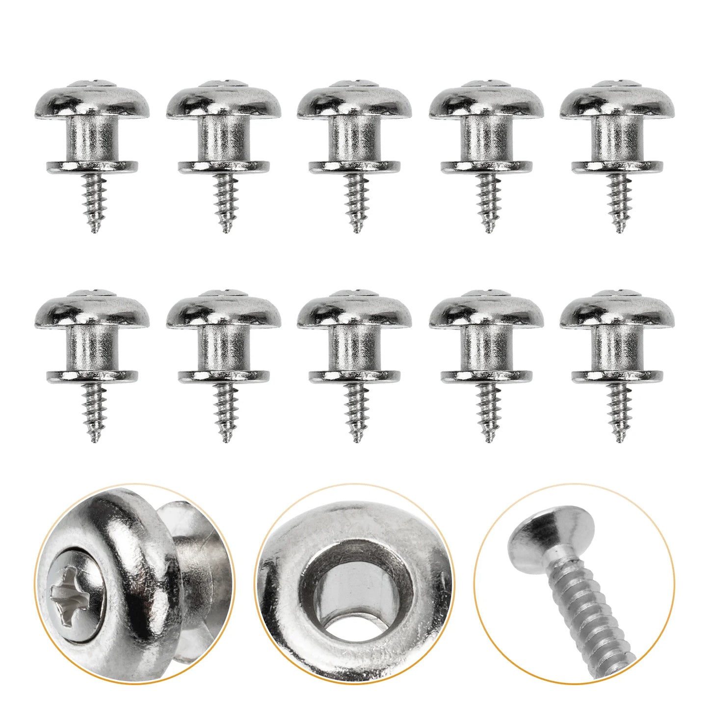 10pcs Guitar Strap Metal Tail Nail Instrument Safe Lock Bass Buckle Parts Accessories For Acoustic Electric Guitars