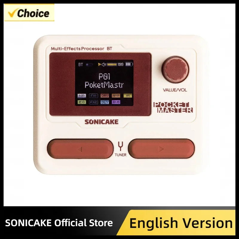 SONICAKE Pocket Master Colorful Case English Global Version Guitar Bass Amp 100+ Multi-Effects Pedal APP Control Rechargeable