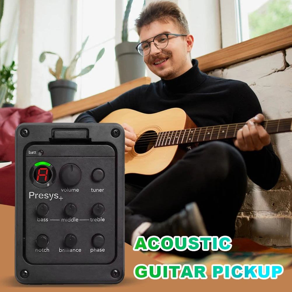 201 Classic Acoustic Guitar EQ Tuner Piezo Pickup Acoustic Guitar Preamp EQ Tuner Onboard Preamps for Fishman Presys+