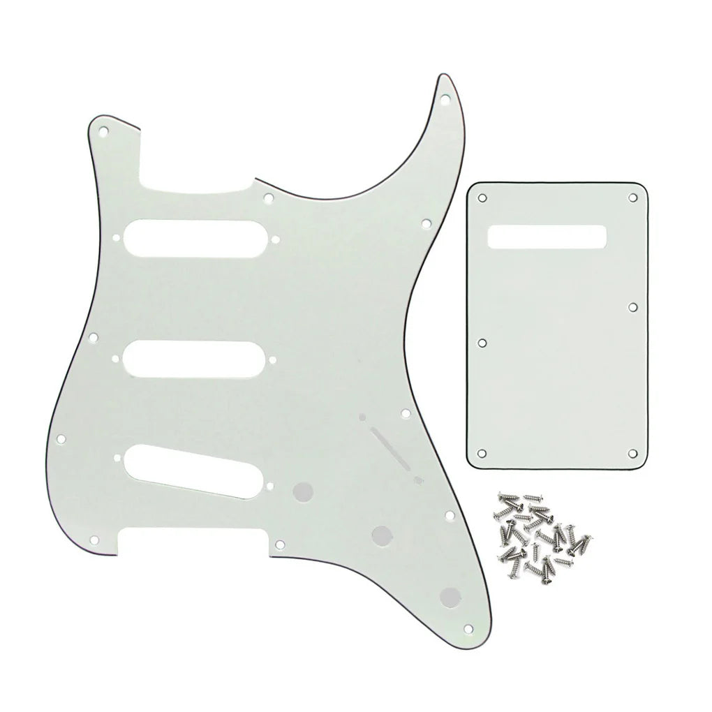 FLEOR ST SSS Electric Guitar Pickguard 11 Hole Scratch Plate & Back Plate & Screws, 13 Colors Choose