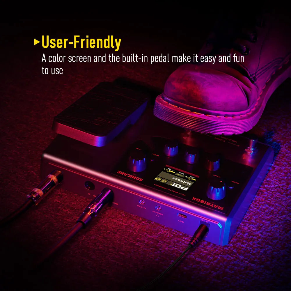 SONICAKE Matribox 140 Built-in Guitar/Bass/Acoustic Multi Effects Processor with Expression pedal Looper Modeling AMP QME-50