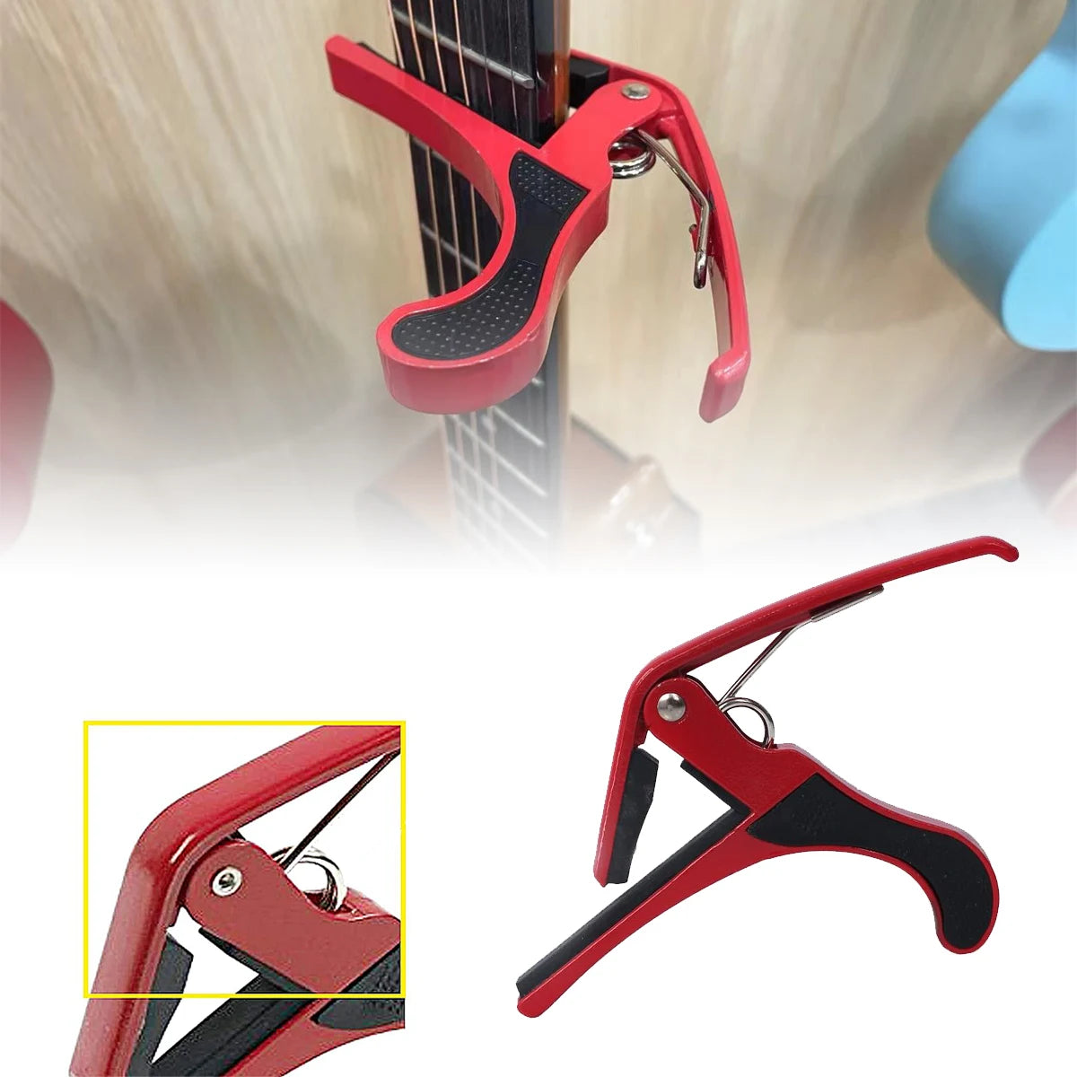 Miwayer 1PC Metal Guitar Big Capo with Silicone Pad - 5 Colors, Quick Change, Steel Springs,  No Fret Buzz