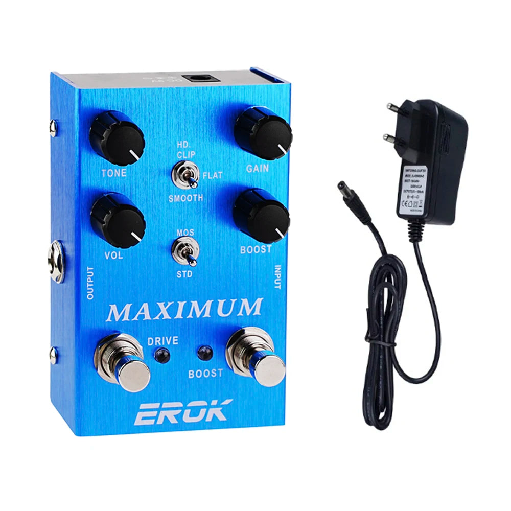 EROK Maximum Effect Pedal Overdrive Effect Pedal Boost Overdrive Electric Guitar Effects Pedal Clean Tone without Compression Pa