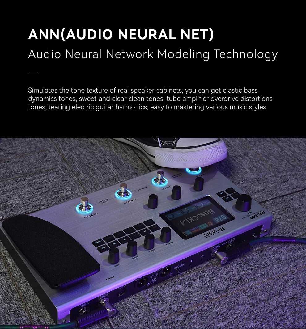 M-VAVE MK-300 Multi-Function Guitar/Bass Effector Pedal | 300s Looper+128 Drum MIDI DAW | ANN Neural Modeling 120AMP/360FX