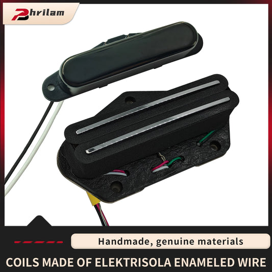 PHRILAM Alnico 5 guitar TL pickup set, neck/small double track bridge, resistive high output 13K can be cutaway