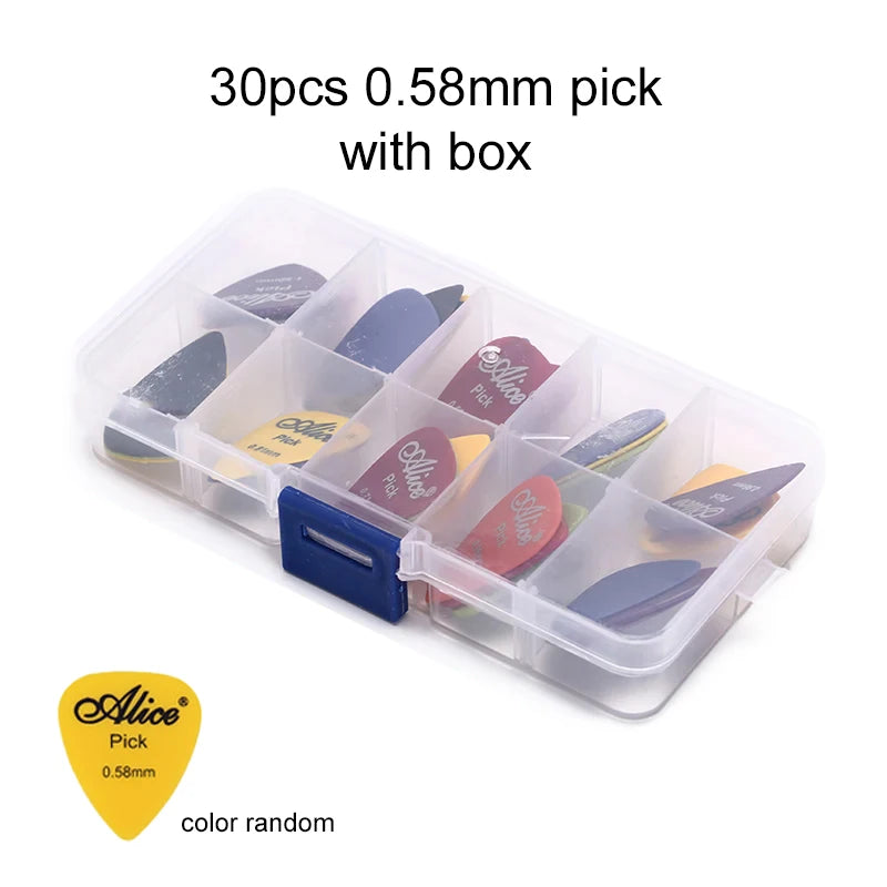 30pcs Guitar Pick with Box Solid Color Celluloid Water Droplet Shape String Instrument Accessory for Electric Guitar Bass TMZ