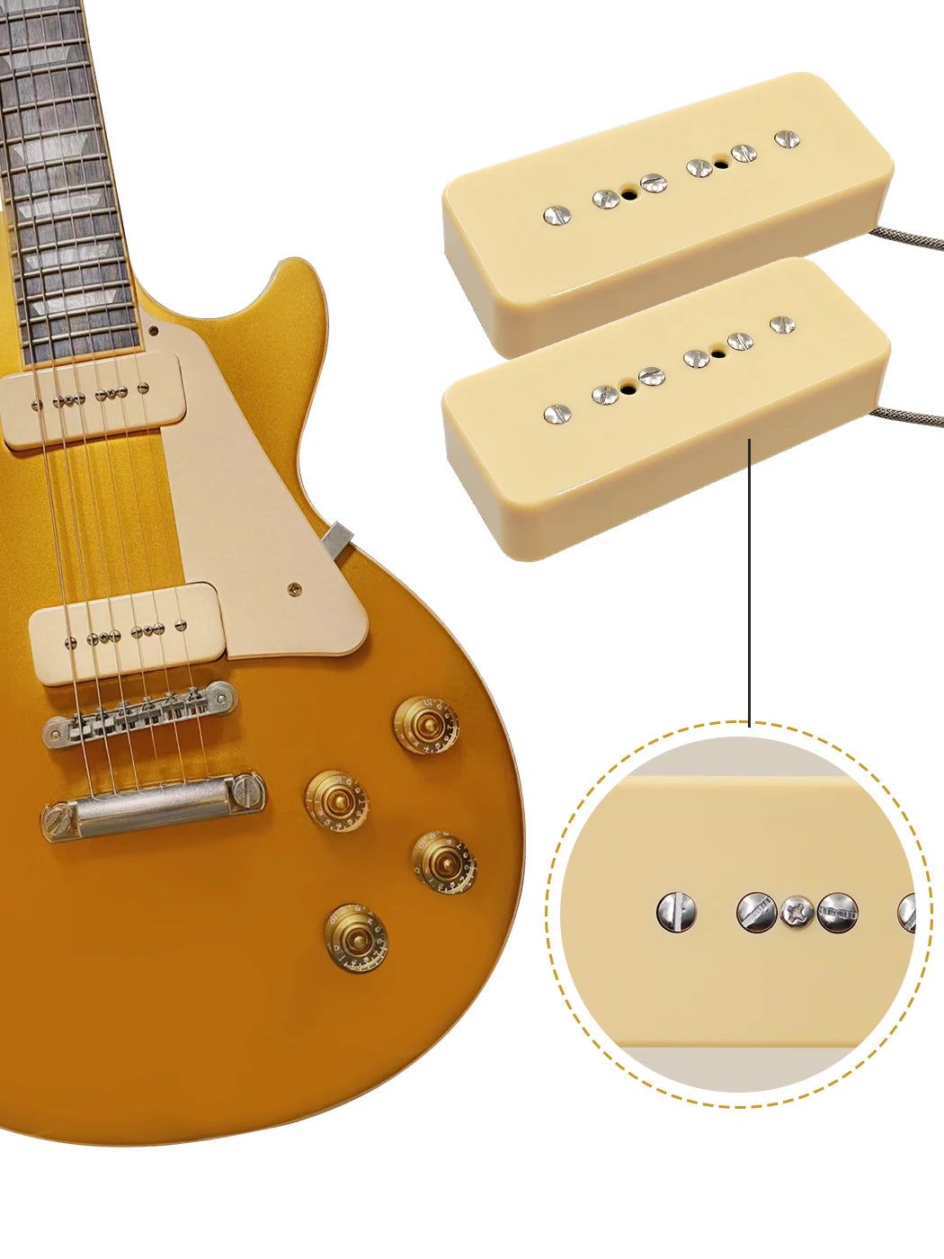 Phrilam ProP90-BLA High output Alnico5 P90 Soapbar Single Coil Pickup for Les Paul LP SG Electric Guitar Neck Bridge Pickups Set