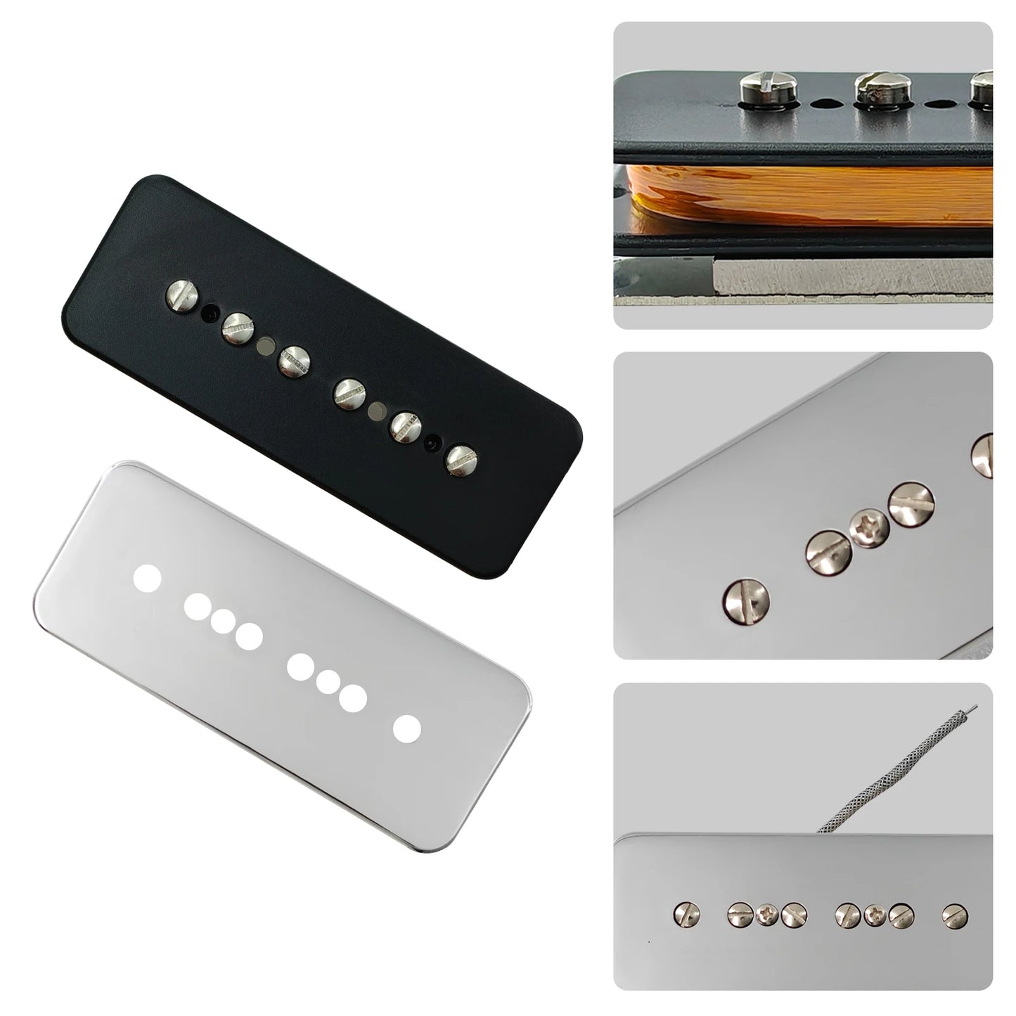 Phrilam ProP90-BLA High output Alnico5 P90 Soapbar Single Coil Pickup for Les Paul LP SG Electric Guitar Neck Bridge Pickups Set