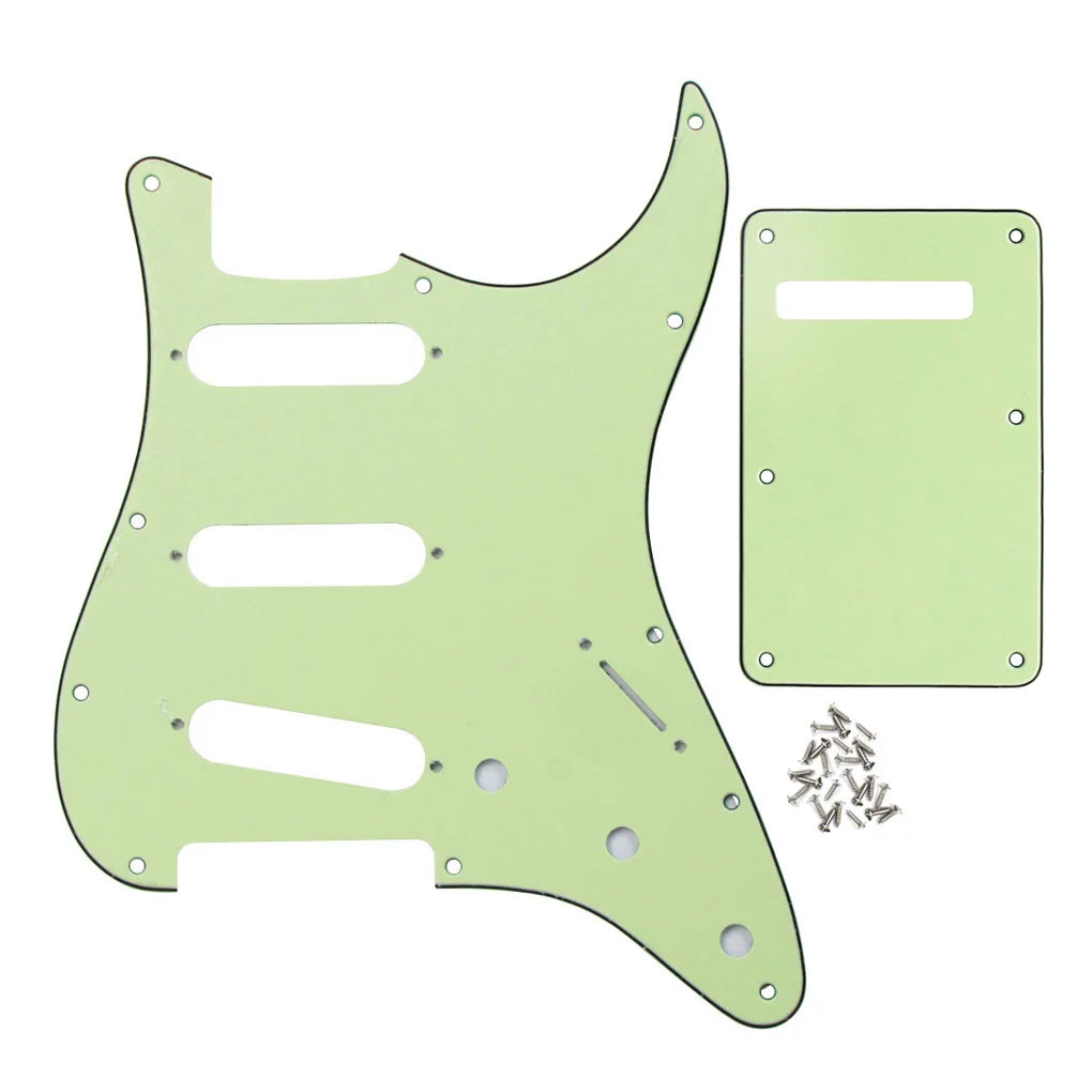 FLEOR ST SSS Electric Guitar Pickguard 11 Hole Scratch Plate & Back Plate & Screws, 13 Colors Choose