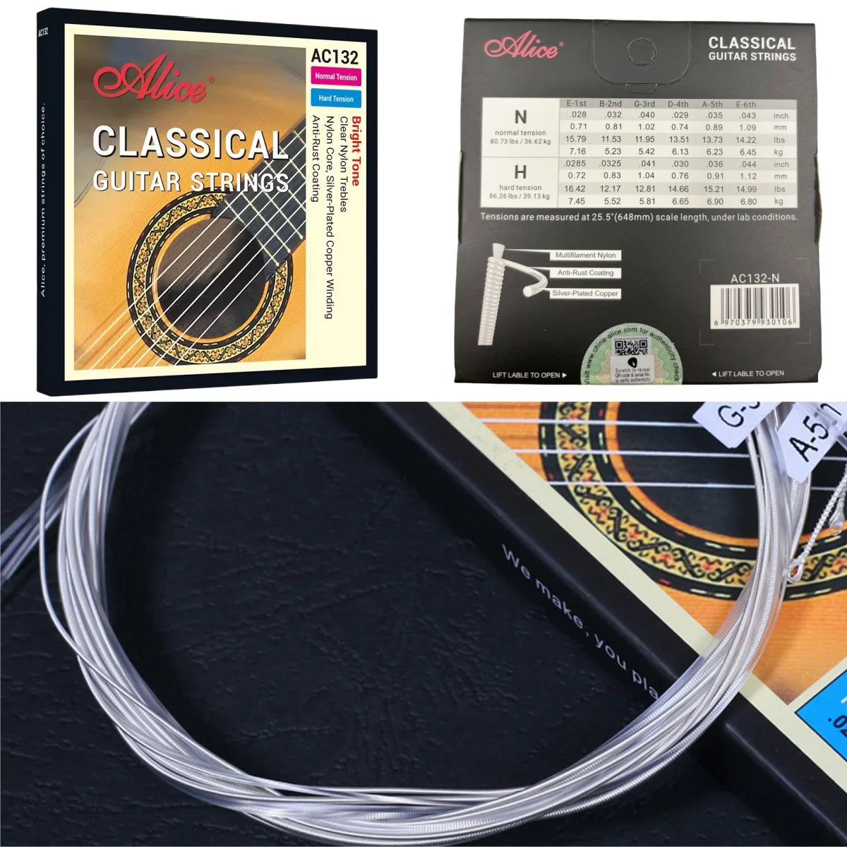 Alice Classical Guitar Strings 6 Pcs/Set Nylon Core Strings Instruments Accessories/AC148/AC158/AC108/AC130/AC139/AC136/AC132