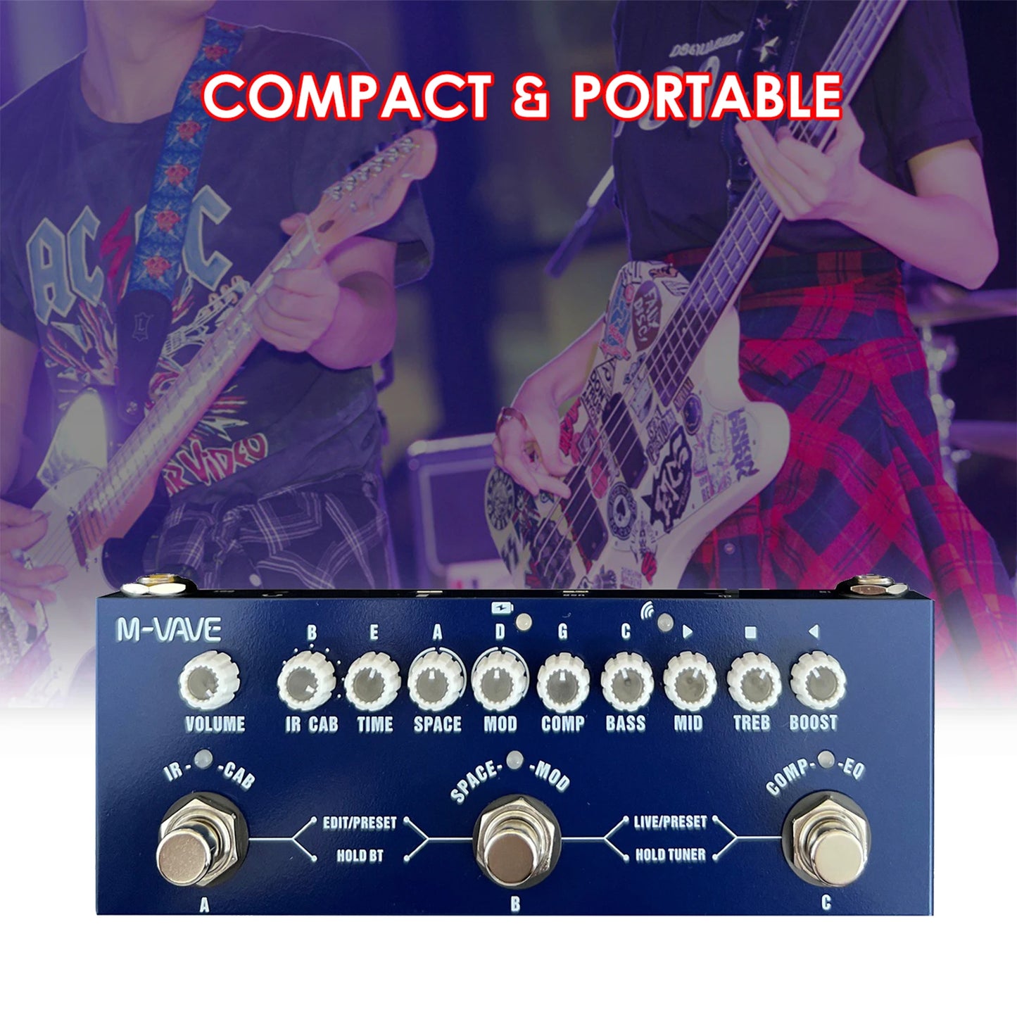 M-VAVE CUBE BABY Multi-Effects Pedal Electric Guitar Combined Effect Pedal with Wireless Music Playback Phone Recording Audio