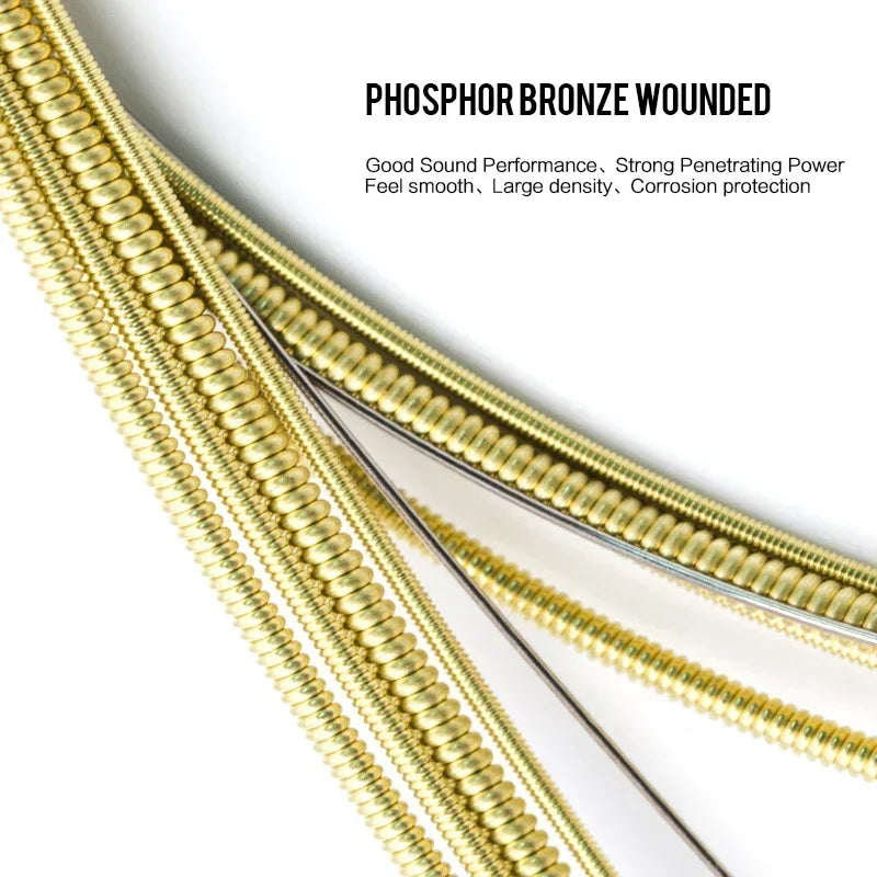 Orphee Acoustic Guitar String Carbon Steel Hexagonal Core Full Bright Tone Stringed Instrument Guitar Parts Folk Guitar String