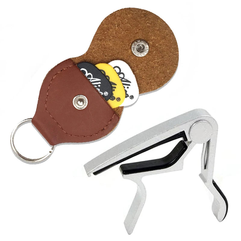 Guitar Accessories PU Material Guitar Pick Bag Alloy Capo Metal Tuning Clip Random Pick Folk Guitar Stringed Instrument TMZ
