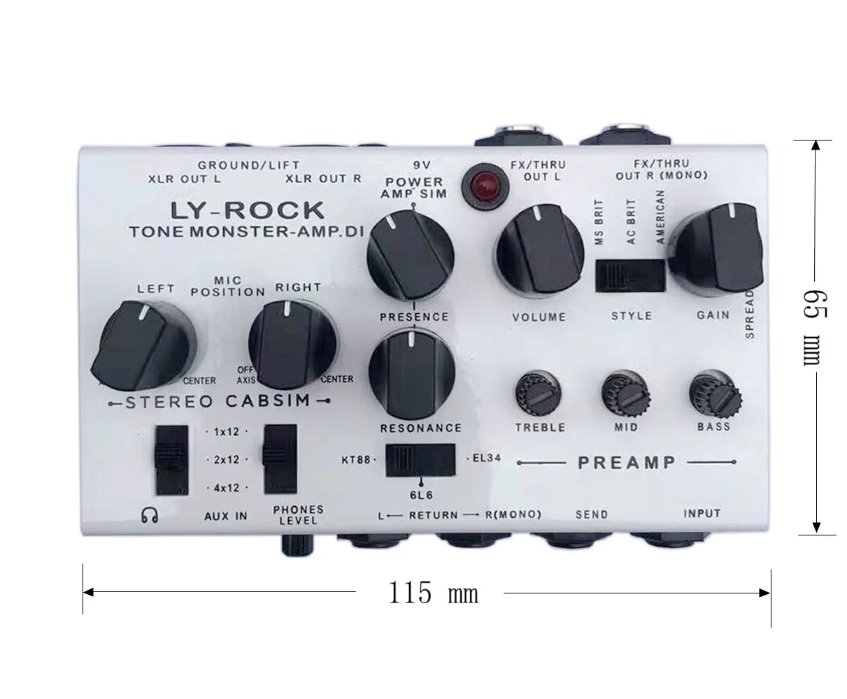 LY-ROCK SIMPLE DI Box Effect Pedal Electric Guitar Audio Workstation, Preamp Simulator Professional Effect Pedal, True Bypass