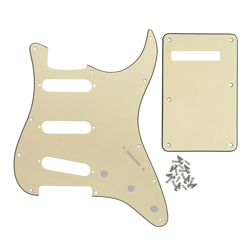 FLEOR ST SSS Electric Guitar Pickguard 11 Hole Scratch Plate & Back Plate & Screws, 13 Colors Choose