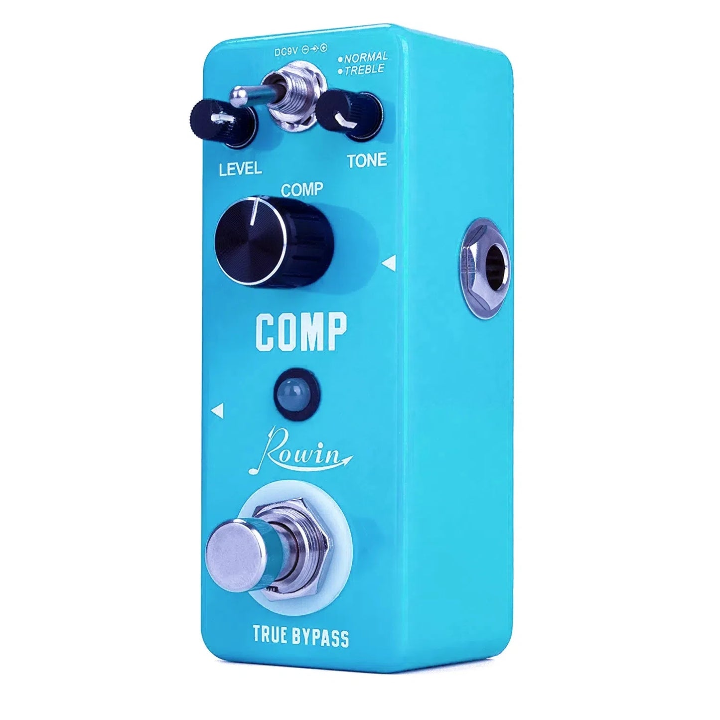 Rowin Guitar Bass Pedal Compressor Effect Comp  Classic Studio Grade Compressors Keep Original Signal Transients Pure Sky Blue
