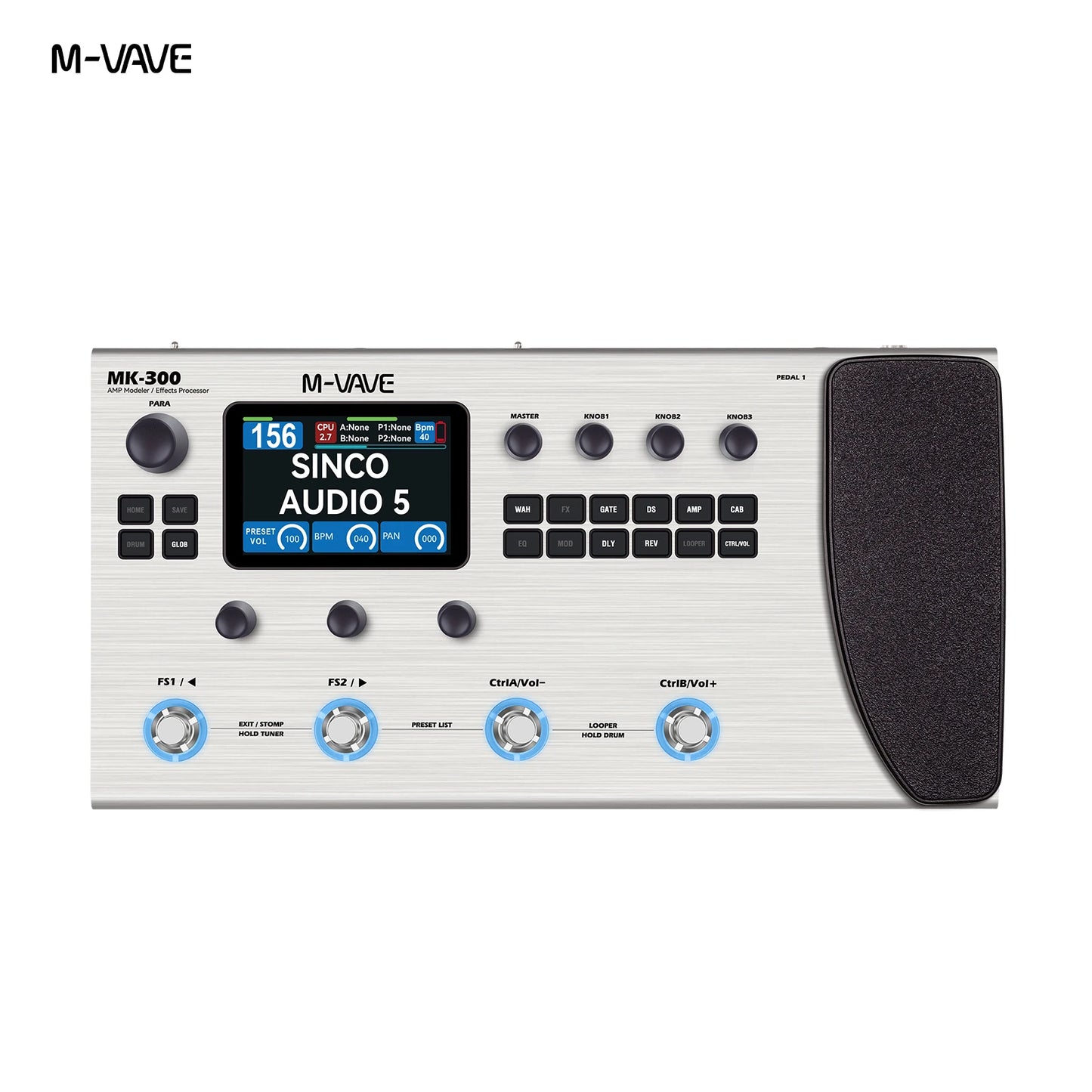 M-VAVE MK-300 Multi-Function Guitar/Bass Effector Pedal | 300s Looper+128 Drum MIDI DAW | ANN Neural Modeling 120AMP/360FX