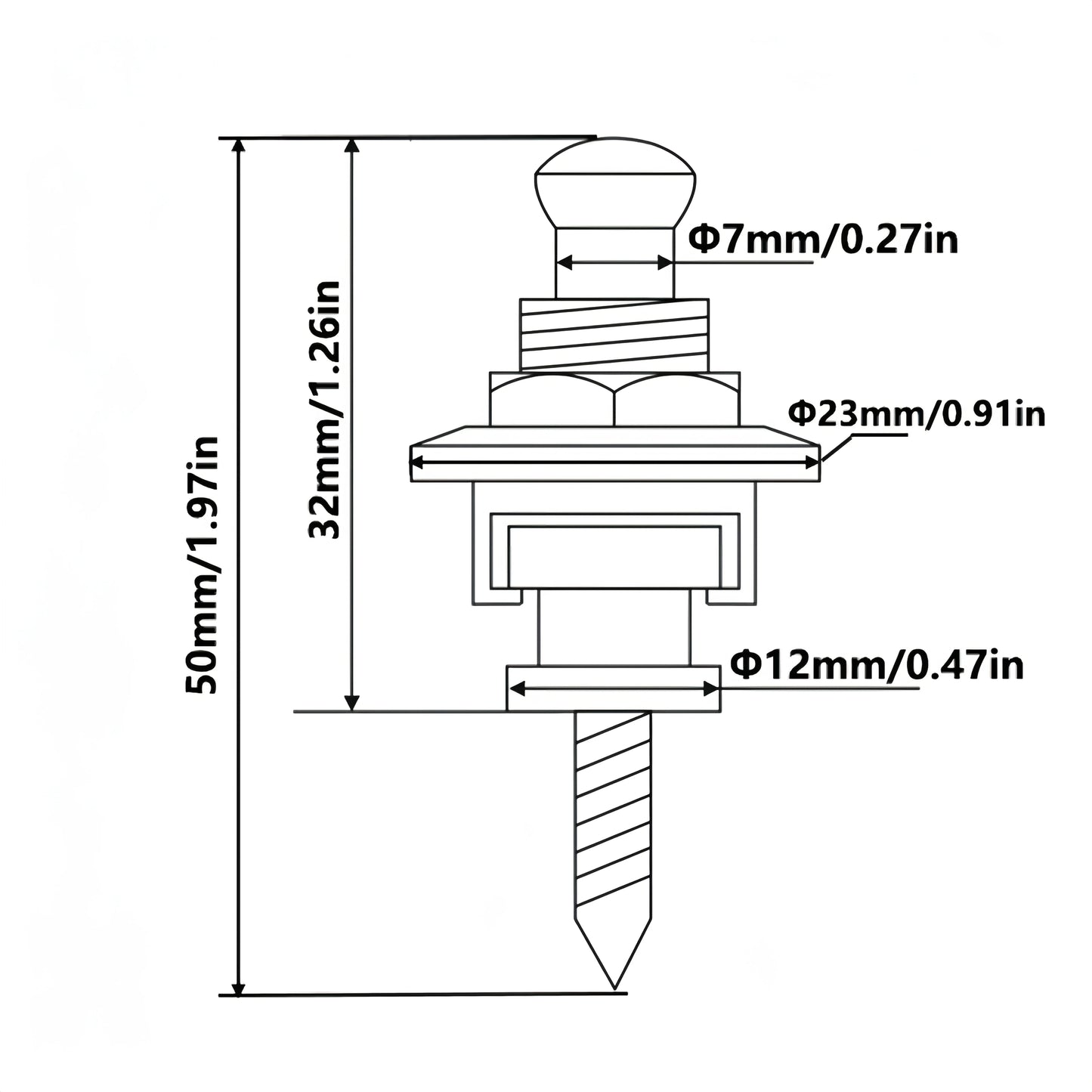 PHRILAM 2PCS Metal Skidproof Guitar Strap Locks Straplocks, Black/Chrome/Gold Available