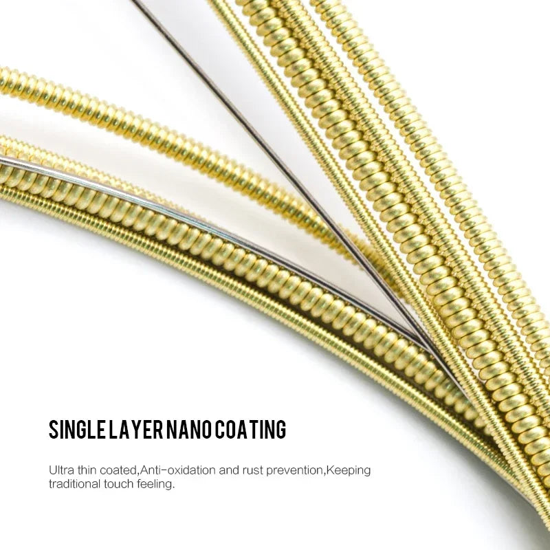 Orphee Acoustic Guitar String Carbon Steel Hexagonal Core Full Bright Tone Stringed Instrument Guitar Parts Folk Guitar String
