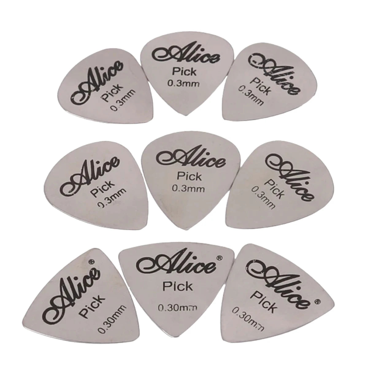 Alice 10Pcs Metal Guitar Pick 0.3mm Thin Durable Silver Color Professional Bass Ukelele Guitar Picks Guitar Amplifier Bass Guita