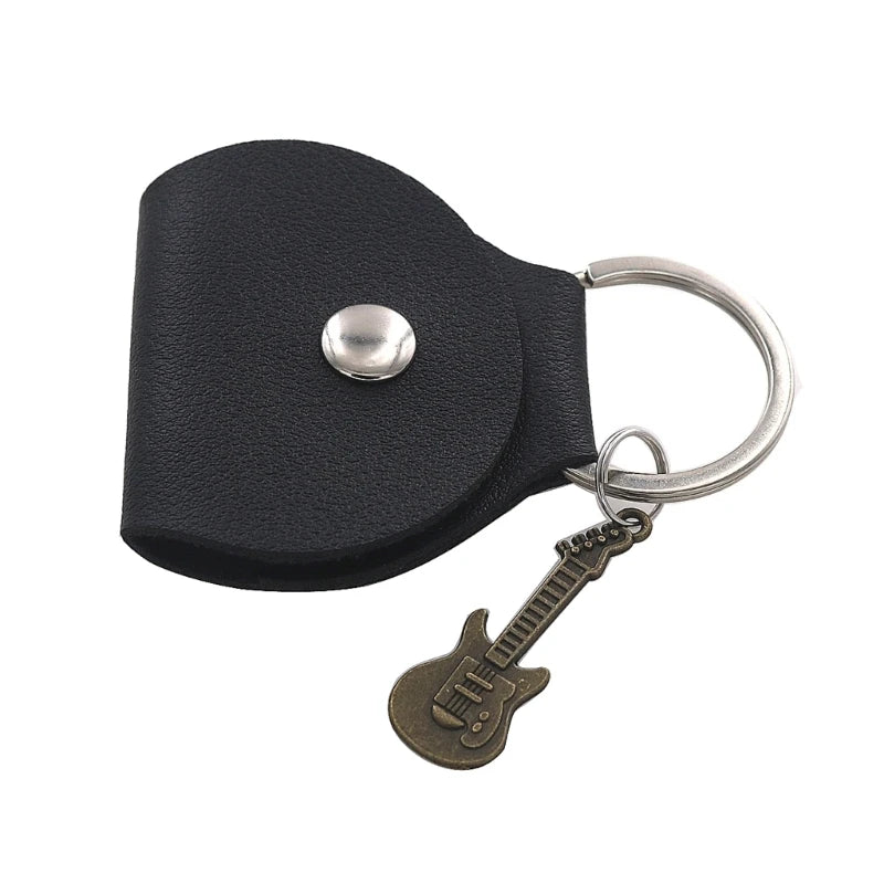 Guitar Pick Storage Bag - Portable Pouch with Small Guitar Pendant & Pick Pocket