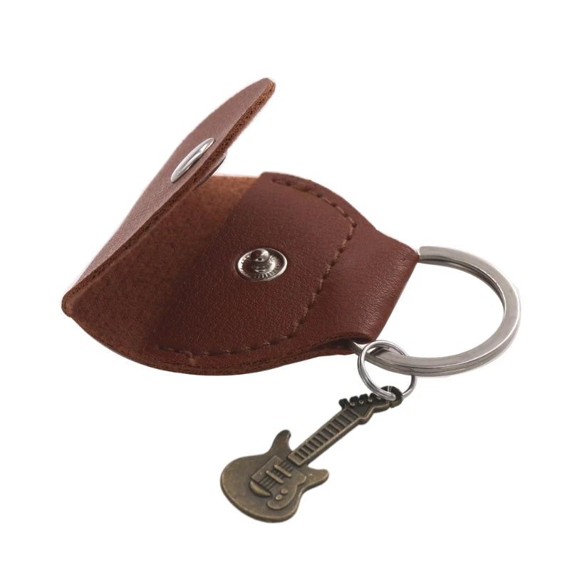 Guitar Pick Storage Bag - Portable Pouch with Small Guitar Pendant & Pick Pocket