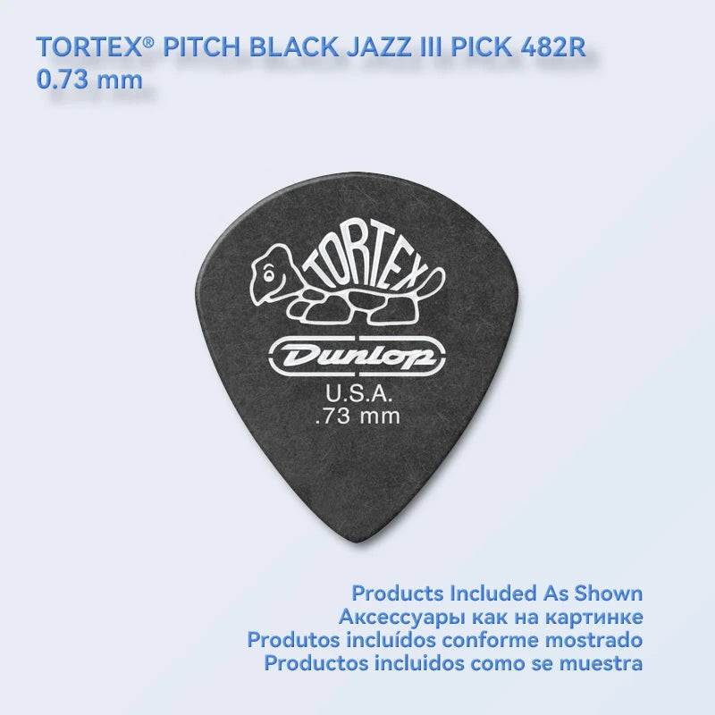 Dunlop Guitar Picks Tortex Pitch Black Jazz III Pick Plectrum Mediator 0.5/0.6/0.73/0.88/1.0/1.14/1.35/1.5 mm Guitar Accessories