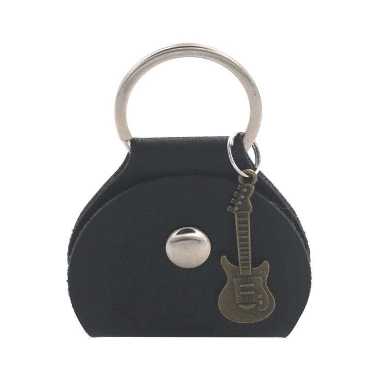 Guitar Pick Storage Bag - Portable Pouch with Small Guitar Pendant & Pick Pocket
