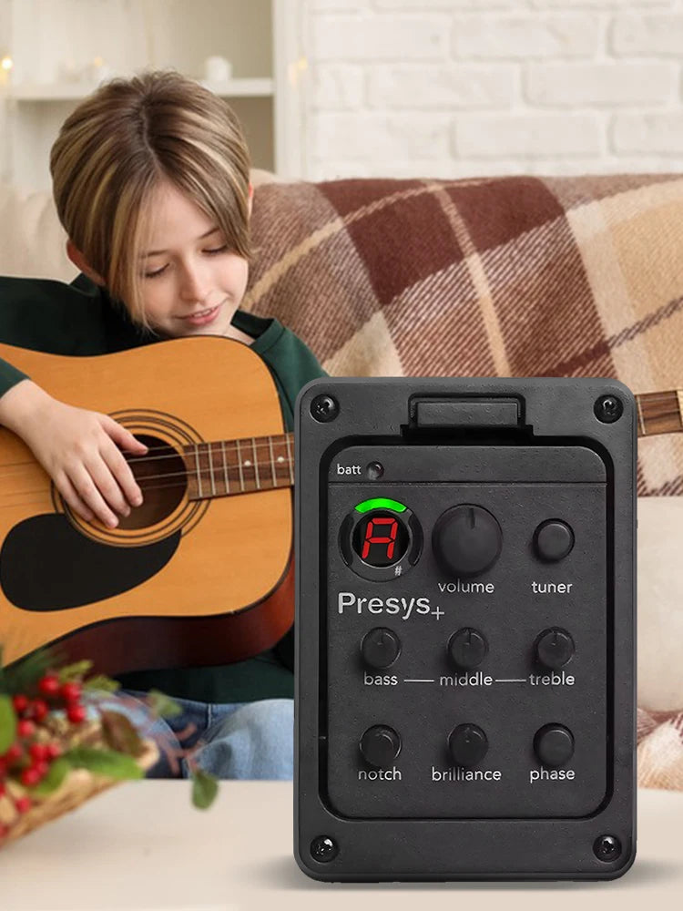 201 Classic Acoustic Guitar EQ Tuner Piezo Pickup Acoustic Guitar Preamp EQ Tuner Onboard Preamps for Fishman Presys+