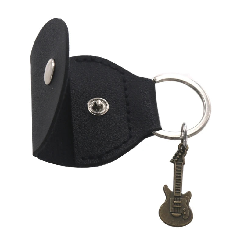 Guitar Pick Storage Bag - Portable Pouch with Small Guitar Pendant & Pick Pocket