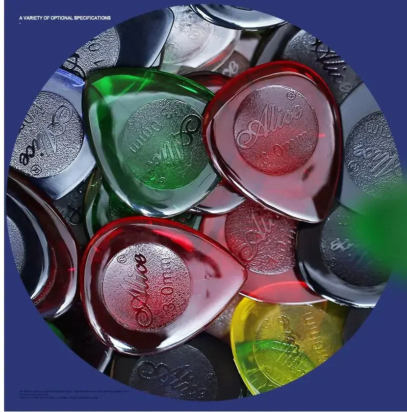 100pcs Alice Guitar Bass Picks AP-100JS Durable Clear Pure Color Plectrum 1.0 2.0 3.0 Mixed Small Size with Guitar Pick Case Box