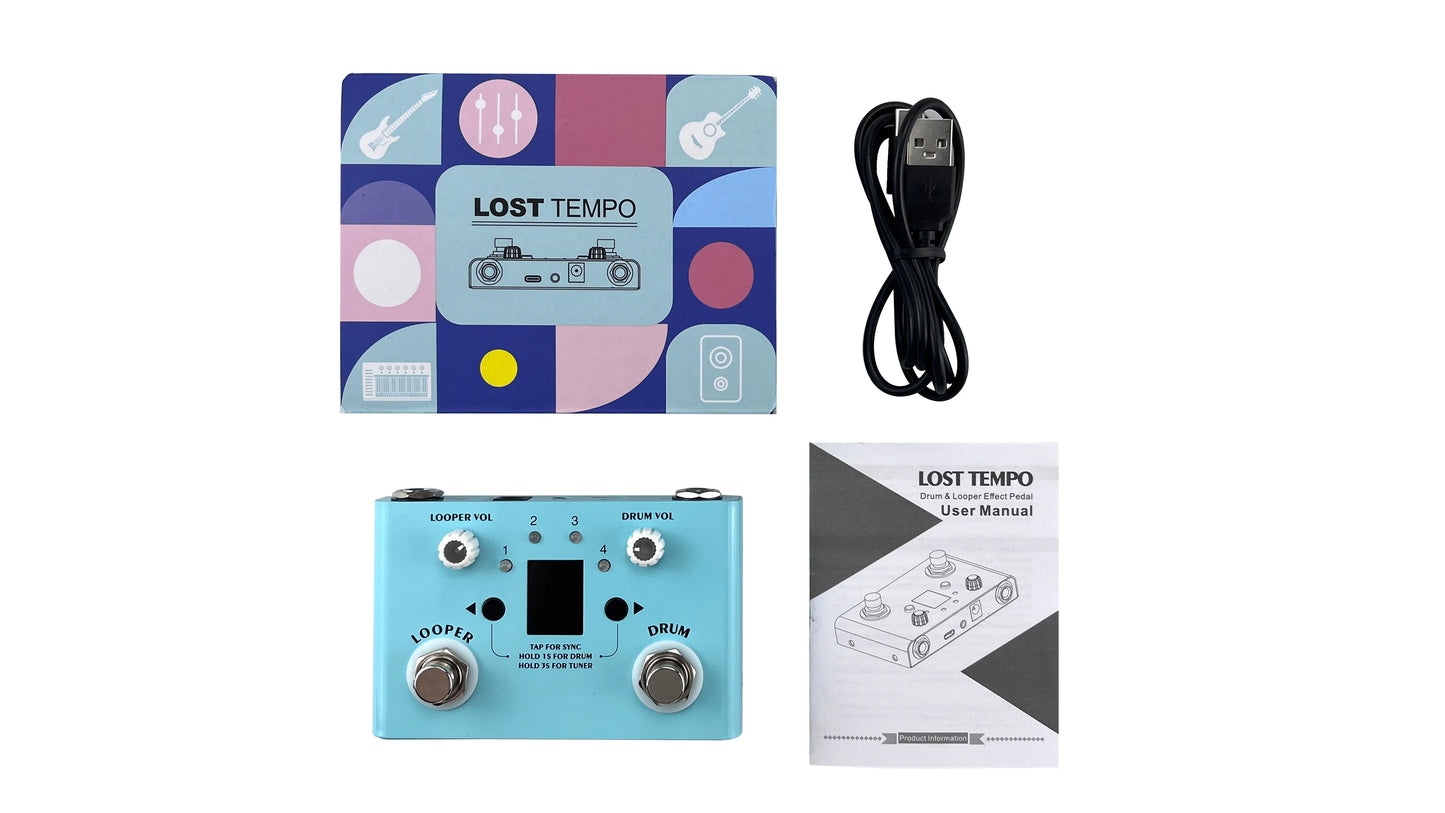 M-VAVE Guitar Effect Pedal Drum Looper Effector Mini 2-in-1 Machine Double Footswitch Looper Pedal LOST TEMPO CUVAVE